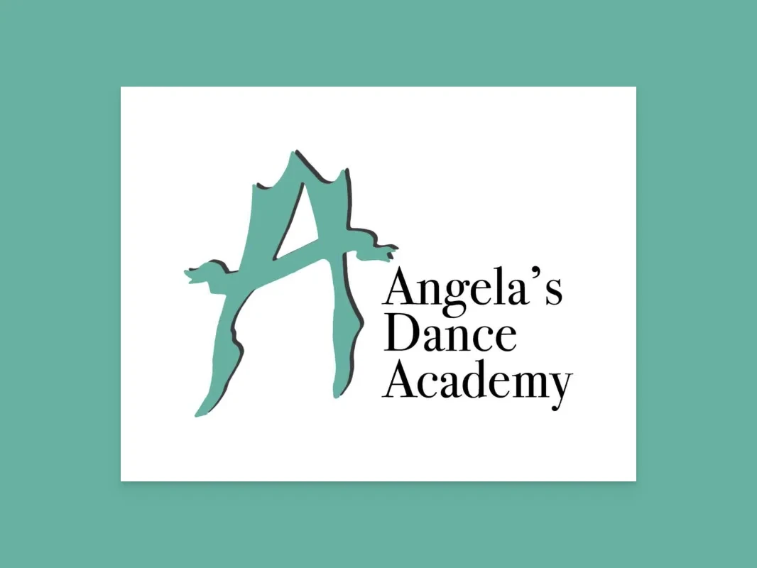 Logo der Angela's Dance Academy mit einem stilisierten Buchstaben 'A' und dem Text 'Angela's Dance Academy' daneben.