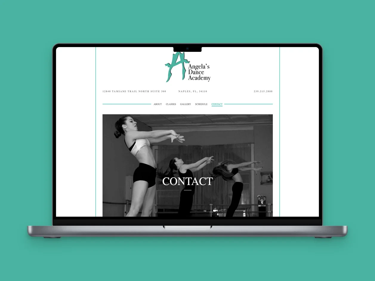 Detailansicht der Angela's Dance Academy Website