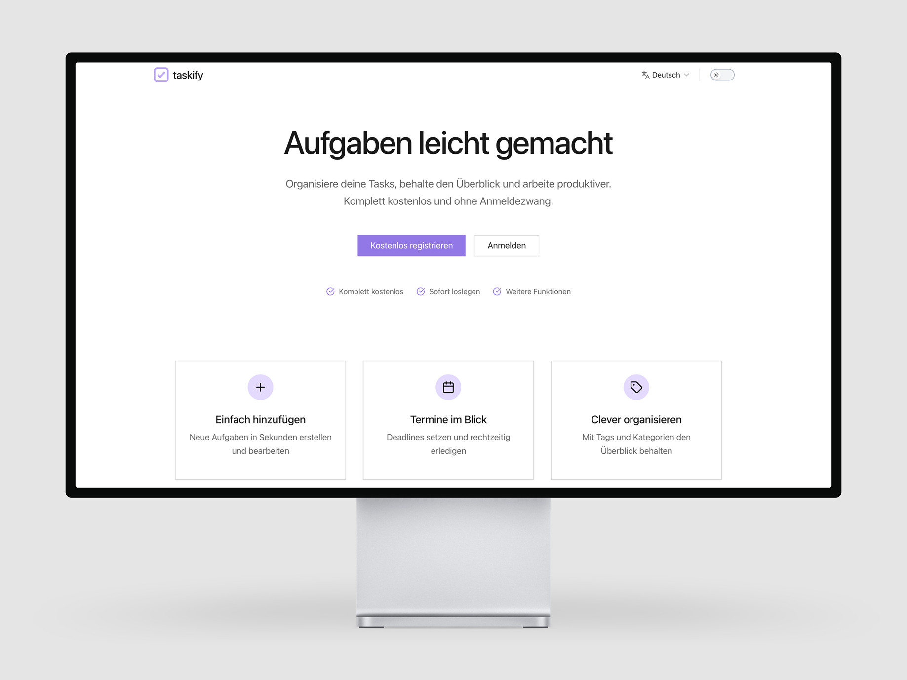 Taskify App Detailansicht einer Aufgabe.